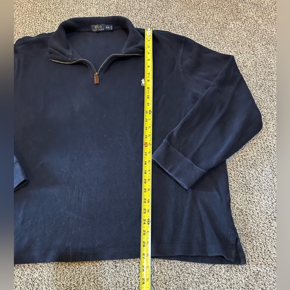POLO RALPH LAUREN XXL Washed Navy Blue Mesh Knit 1/4 Quarter Zip R $138 - Picture 3 of 6